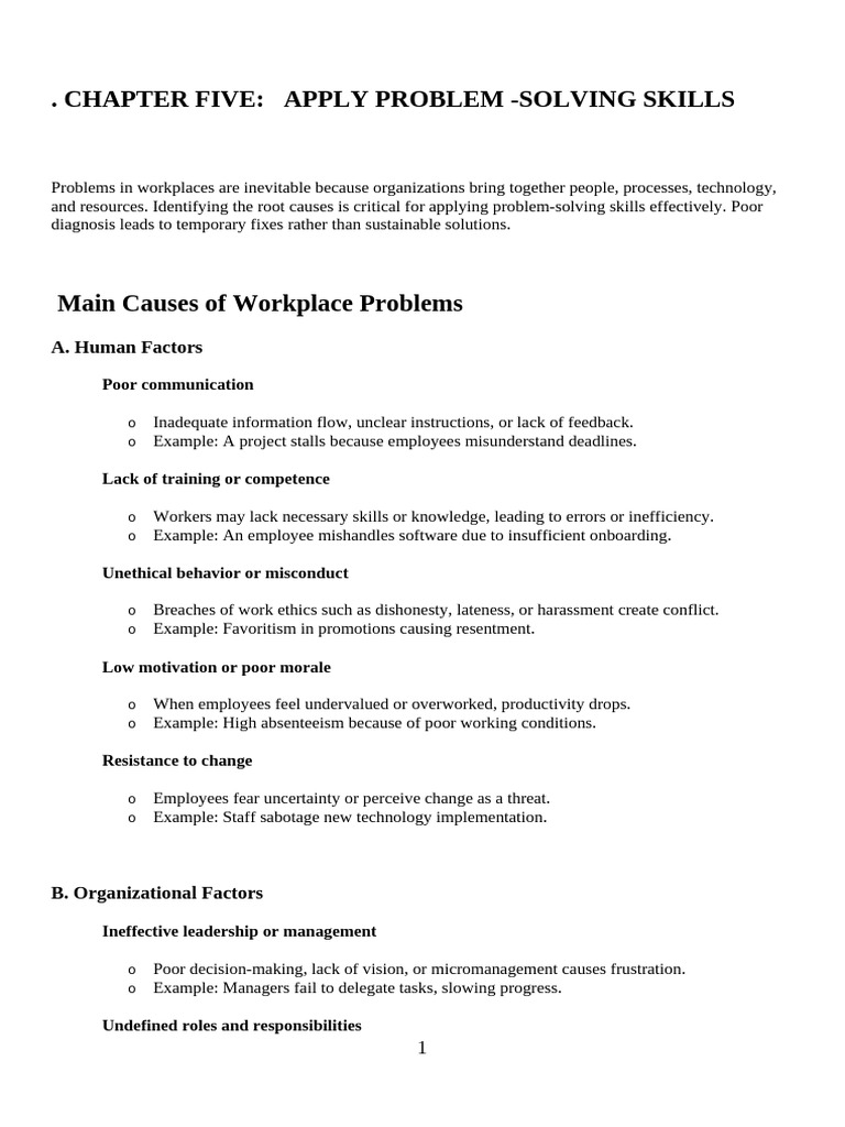 Notes For Chapter Five (Application of Problem - Solving Skills ...