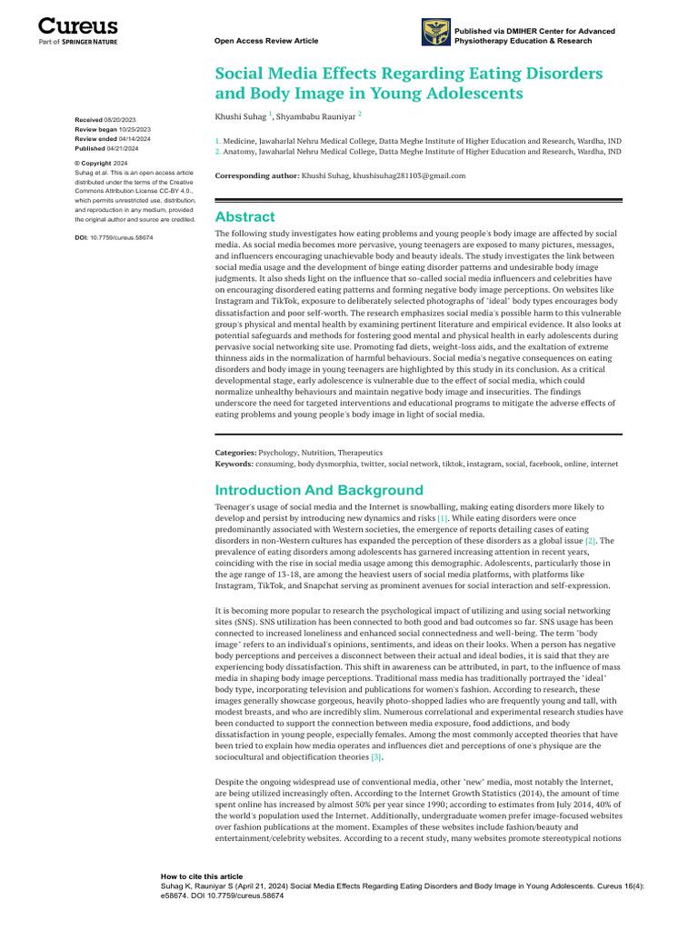 Social Media Effects Regarding Eating Disorders | PDF | Eating Disorder ...