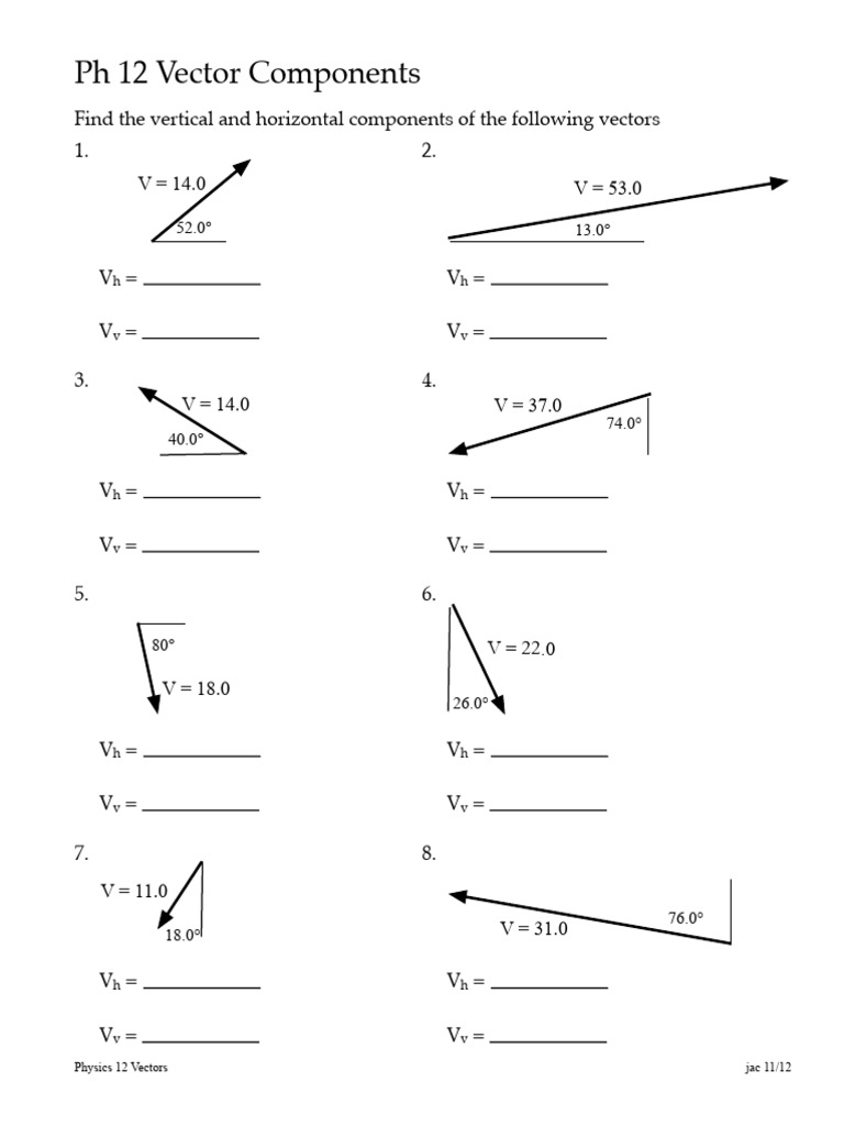 Worksheet 2B.1 - Vector Components | PDF | Euclidean Vector | Chess Theory