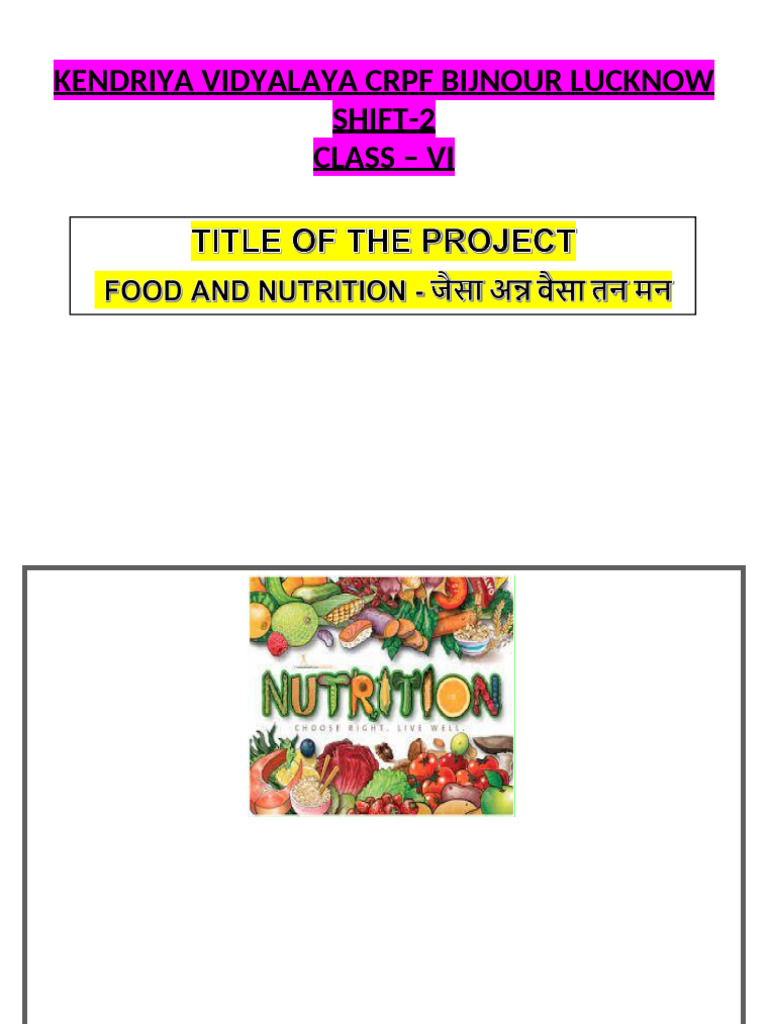 Class 6 Food and Nutrition Project Guide | PDF | Percentage | Foods