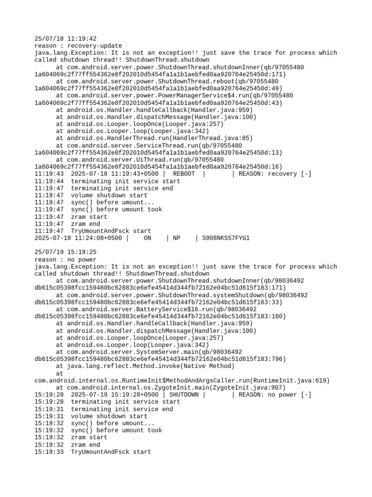 Android Shutdown Process Logs | PDF | System Software | Computer ...