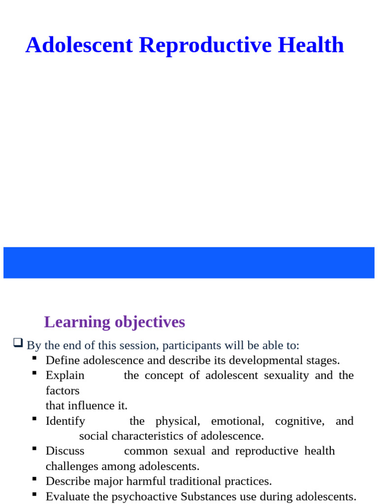 Session 4-Adolescent Reproductive Health | PDF | Adolescence ...