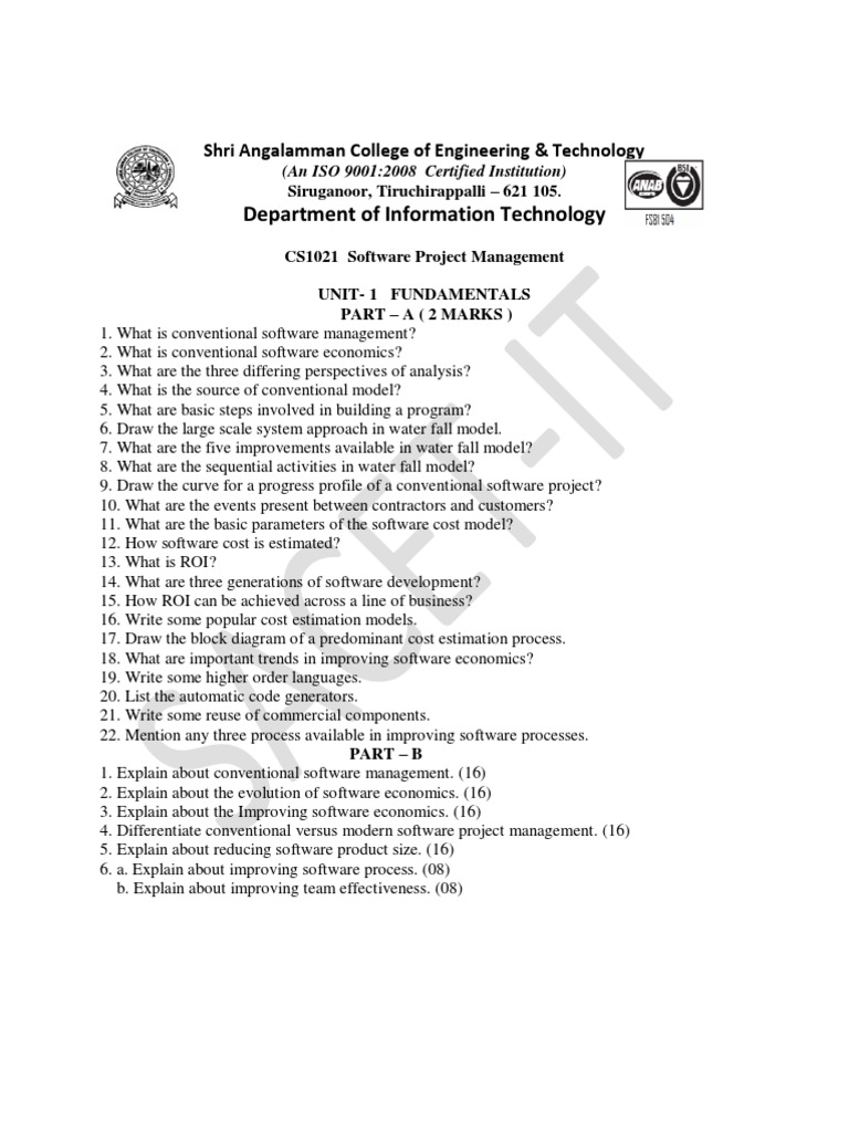 CS 1021 Software Project Management | PDF | Leadership | Areas Of ...
