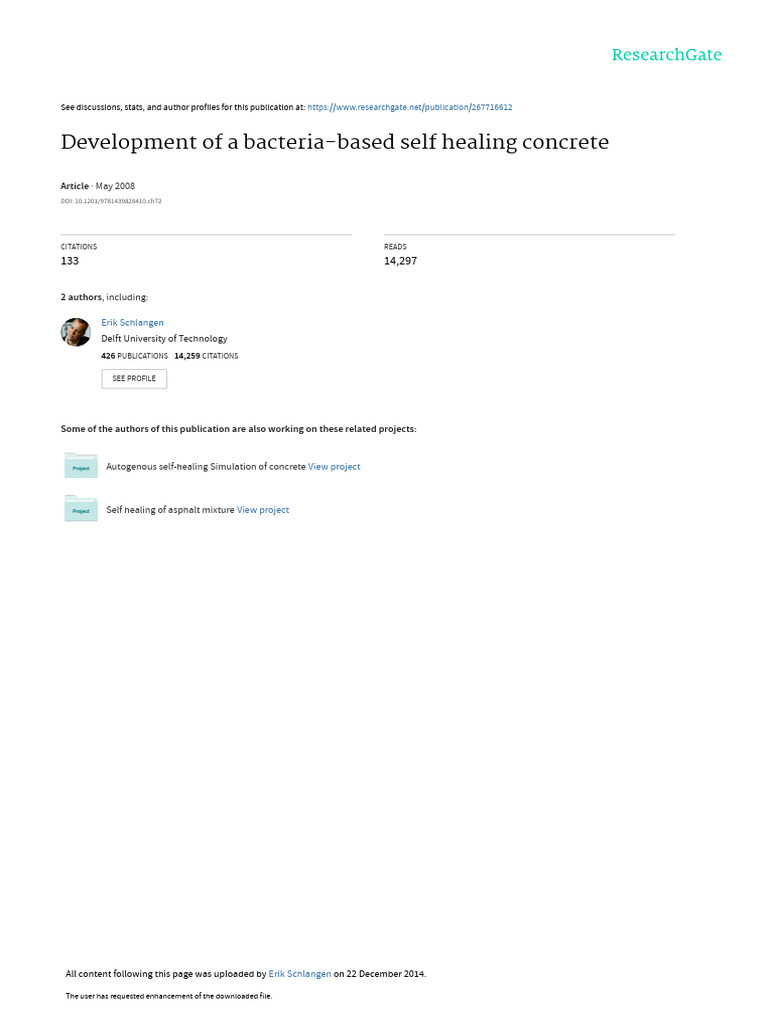 Development of A Bacteria-Based Self Healing Concrete | PDF | Concrete ...