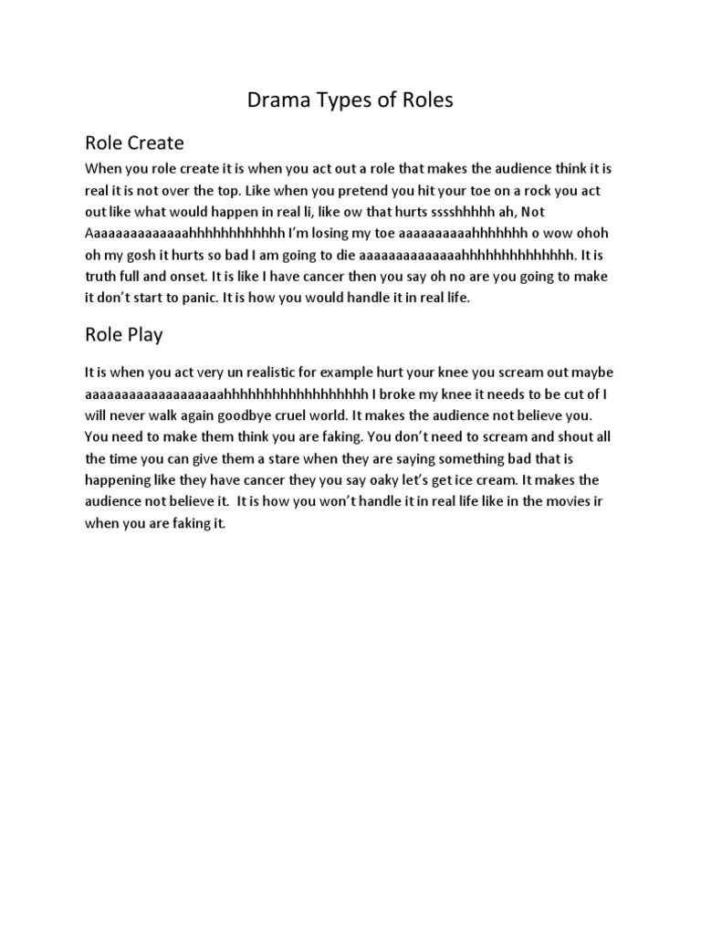 Understanding Drama Role Types | PDF | Home & Garden | Art
