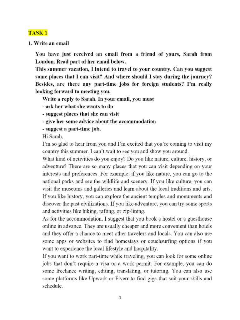 Vstep Writing Task 1 | PDF