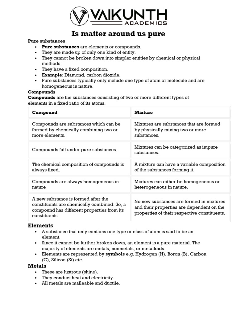 Is Matter Around Us Puree | PDF | Mixture | Chemical Substances