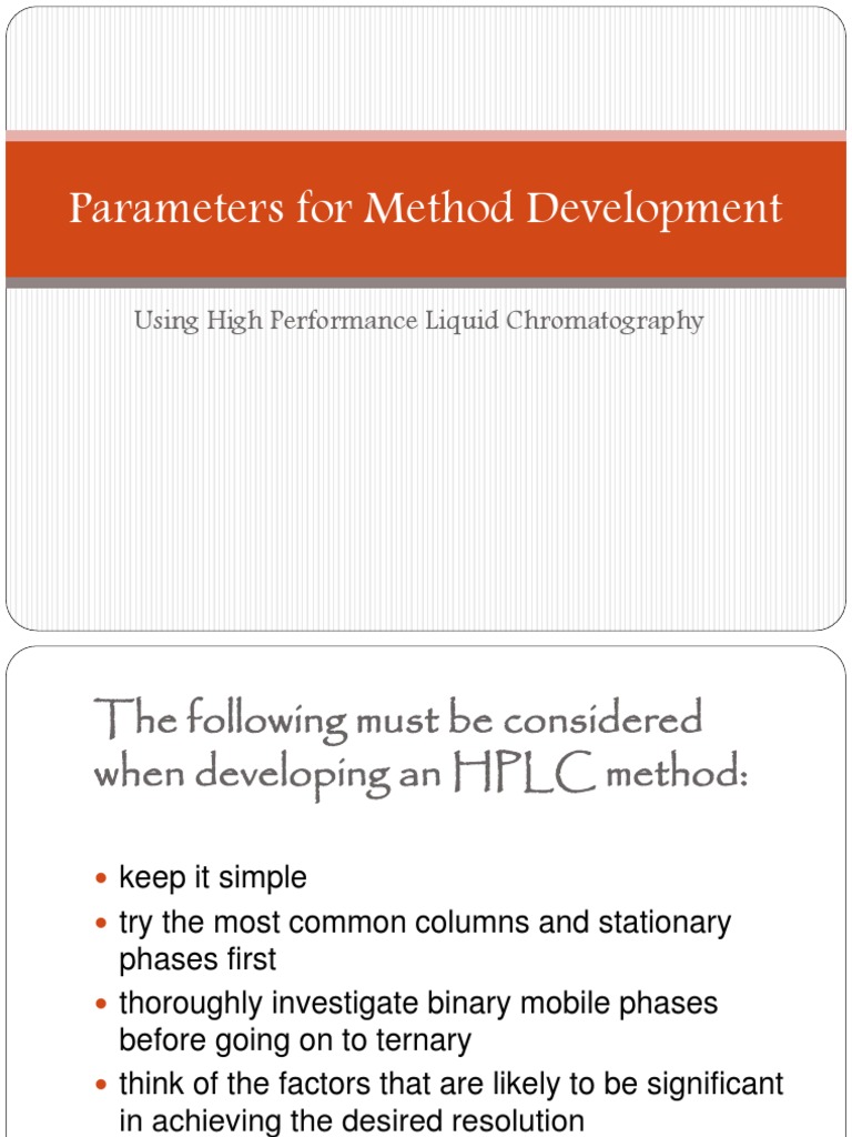 Parameters of Method Development (Using HPLC) | High Performance Liquid ...