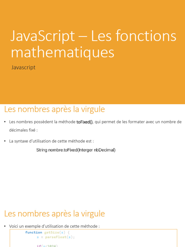 Fonctions mathématiques en JavaScript | PDF