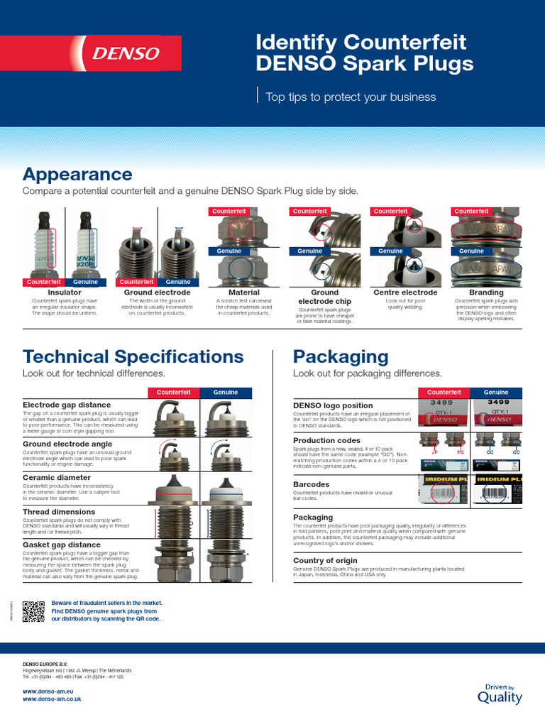 Identify Genuine DENSO Spark Plugs | PDF | Electricity | Mechanical ...