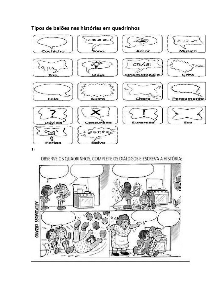 Tipos de Balões Nas Histórias em Quadrinhos | PDF