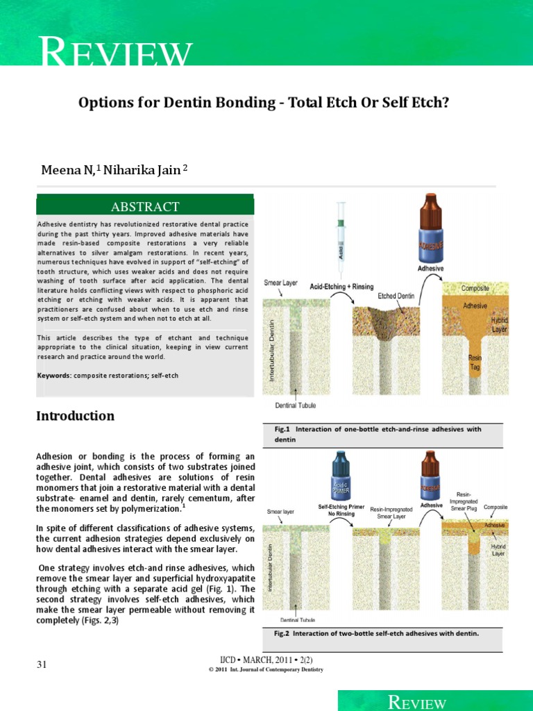 Self Etch or Total Etch PDF Tooth Enamel Adhesive