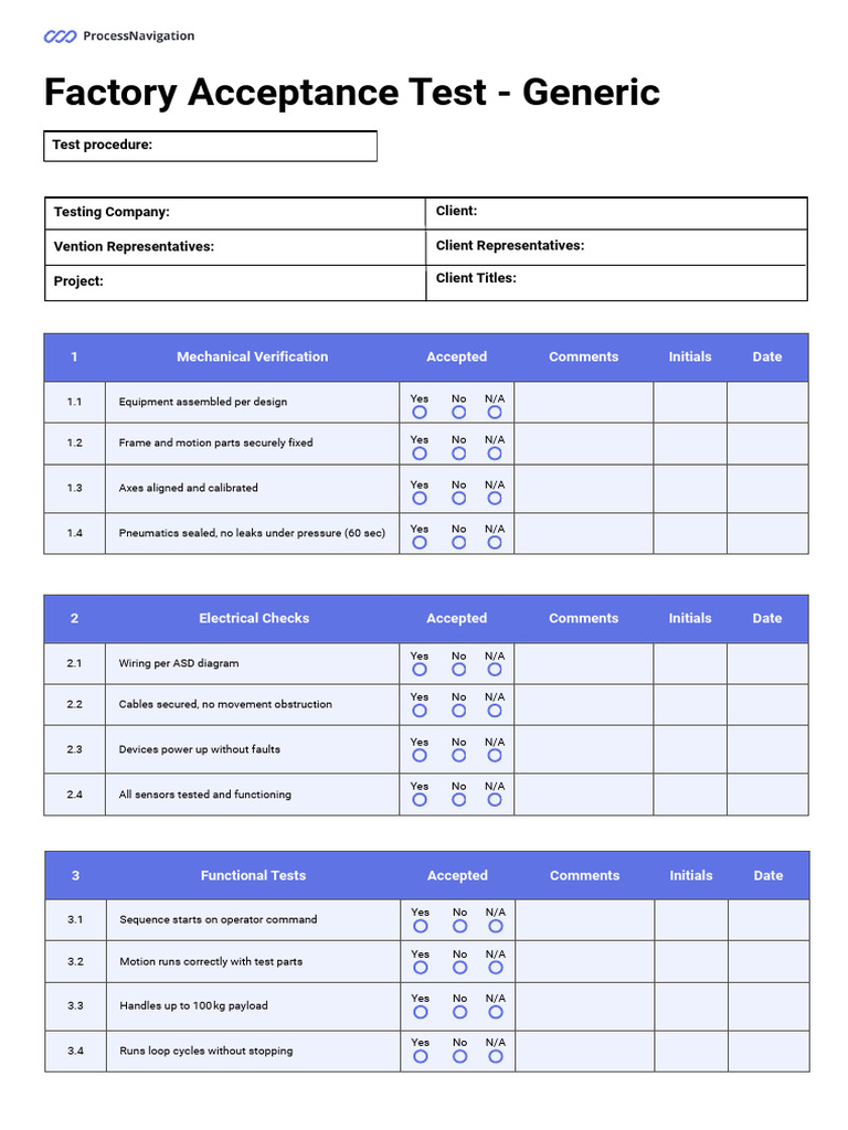 Factory Acceptance Test Checklist | PDF | Equipment