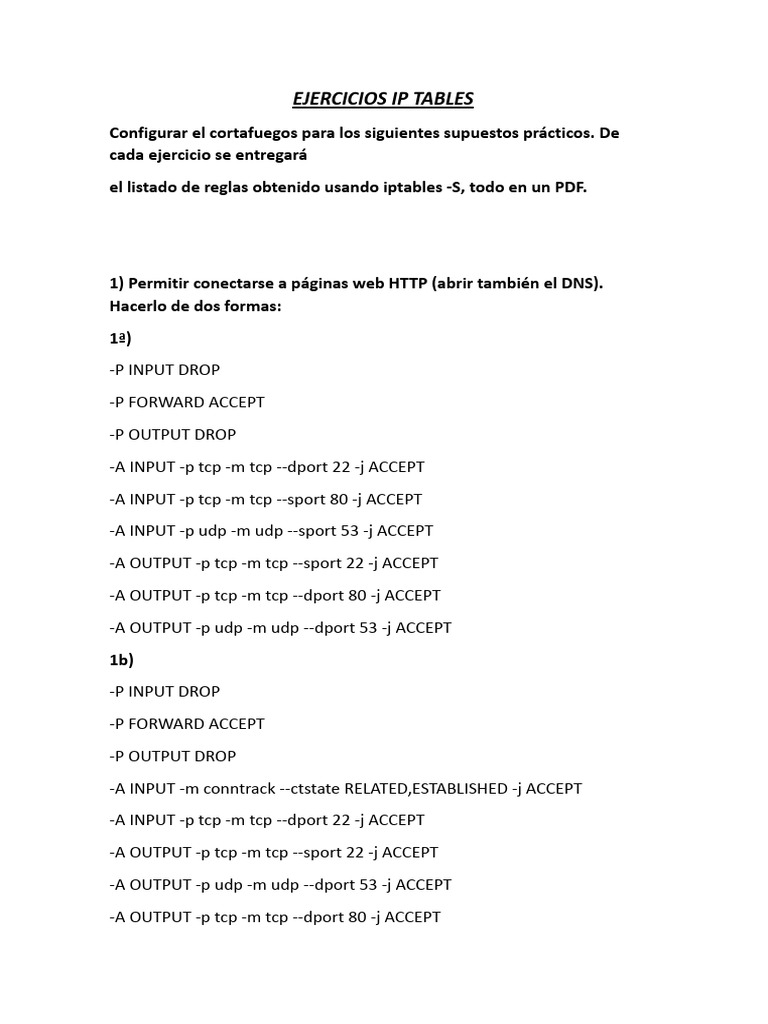 Ejercicios Prácticos de Iptables | PDF | Protocolo de Control de ...