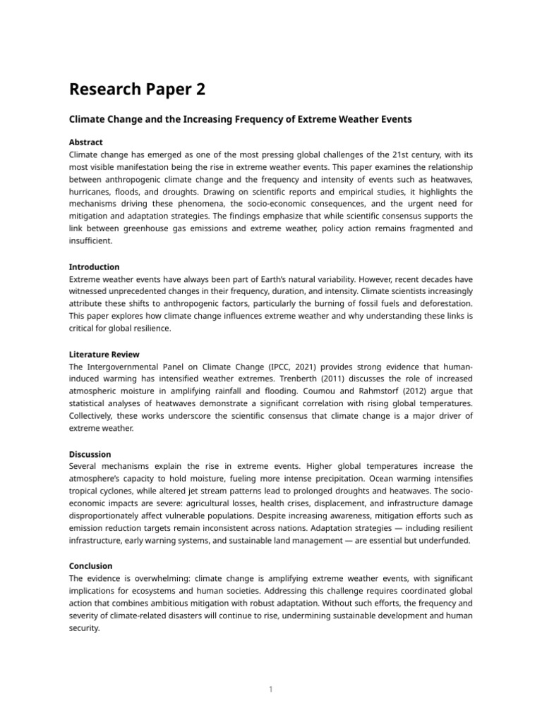 Climate Change and Extreme Weather Events | PDF | Climate Change ...