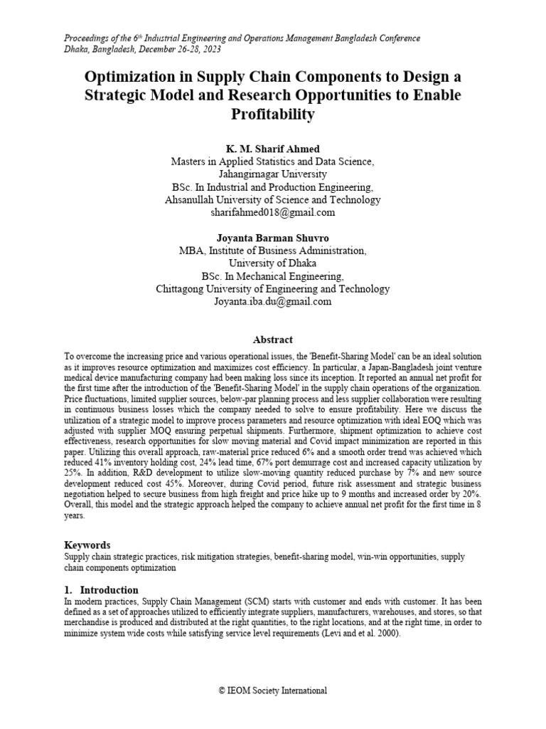 Supply Chain Optimization Strategies | PDF | Supply Chain | Supply ...