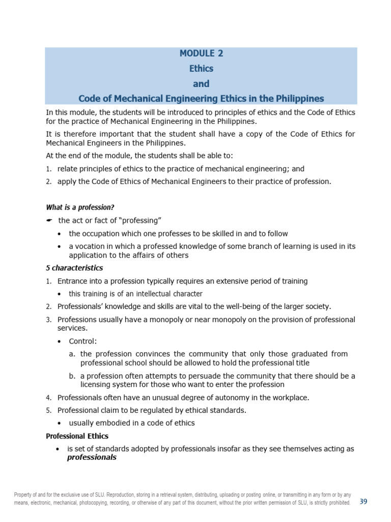 Ethics in Mechanical Engineering Philippines | PDF | Profession | Morality
