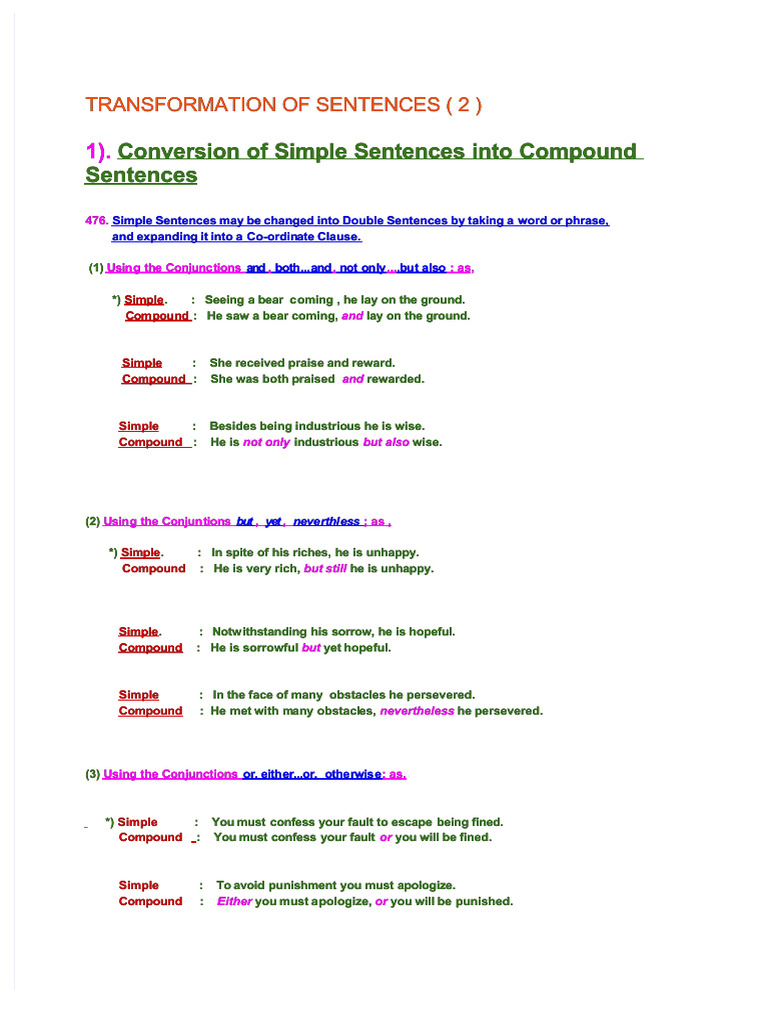 Transforming Sentence Structures | PDF | Sentence (Linguistics) | Syntax
