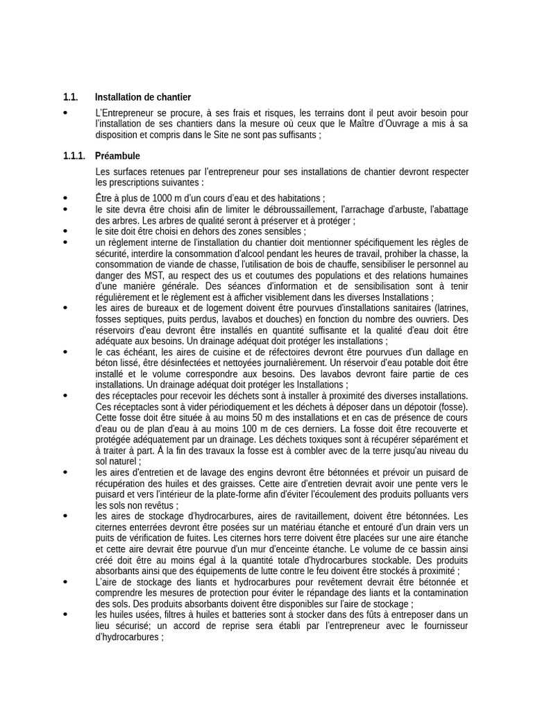 Installation de chantier : exigences et normes | PDF | Béton | Cuisine