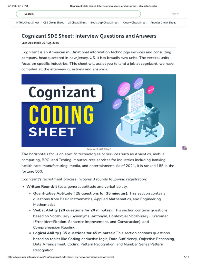 Cognizant SDE Interview Guide | PDF | String (Computer Science ...