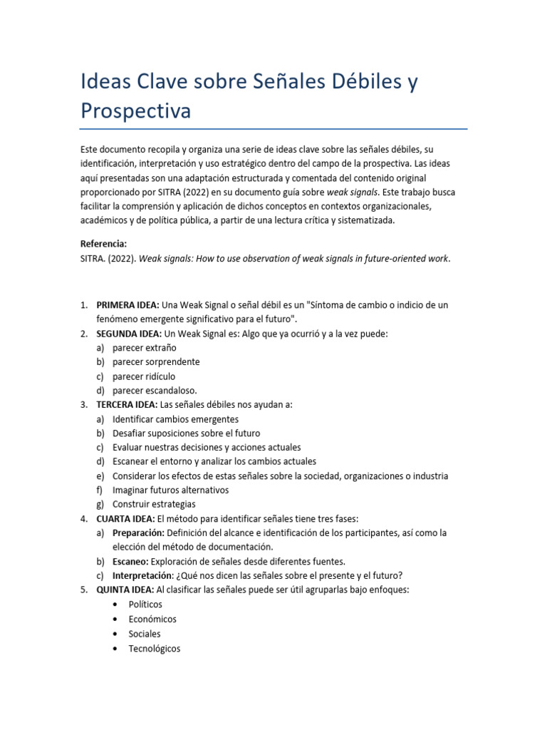 Señales Débiles en Prospectiva Estratégica | PDF | Cognición