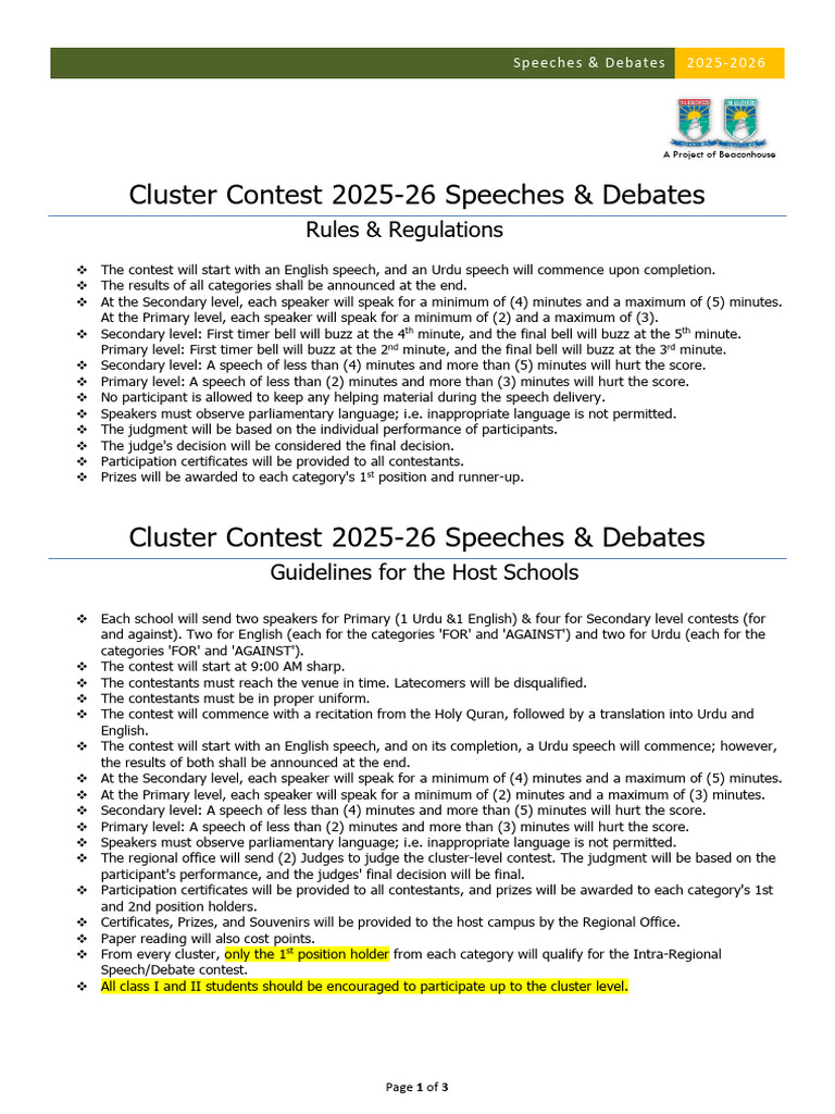 Speech Competition Rules & Criteria | PDF | Linguistics | Human ...