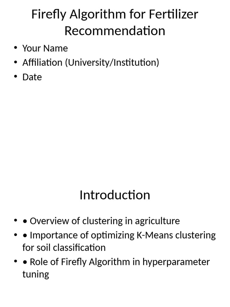 Firefly Algorithm for Fertilizer Optimization | PDF | Cluster Analysis ...