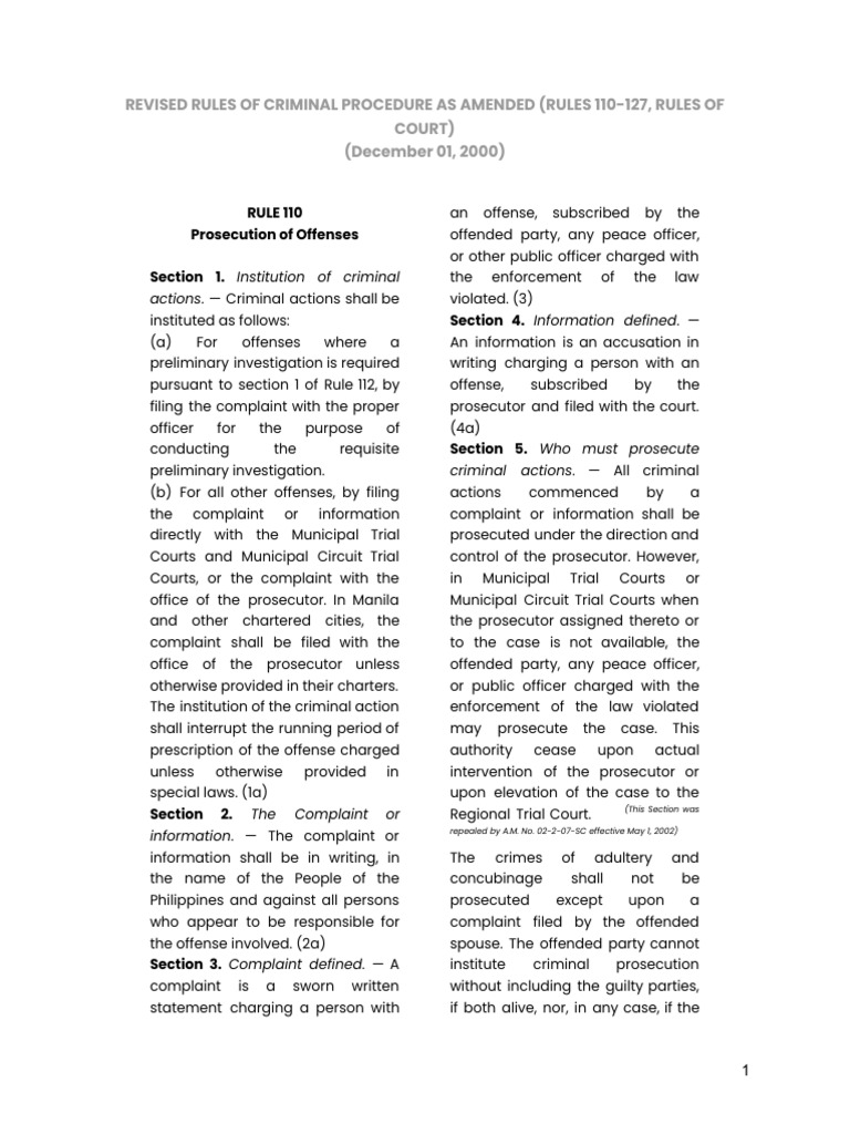 Revised Criminal Procedure Rules | PDF | Arrest Warrant | Prosecutor