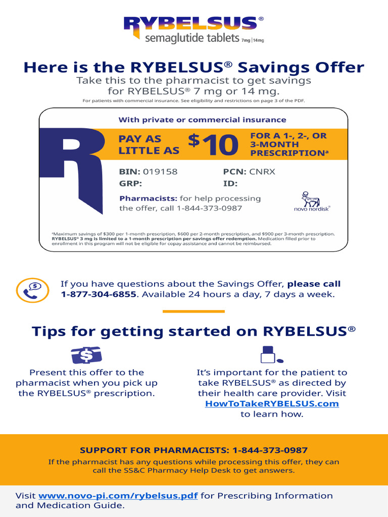 RYBELSUS® Savings Offer Details | PDF | Medical Prescription