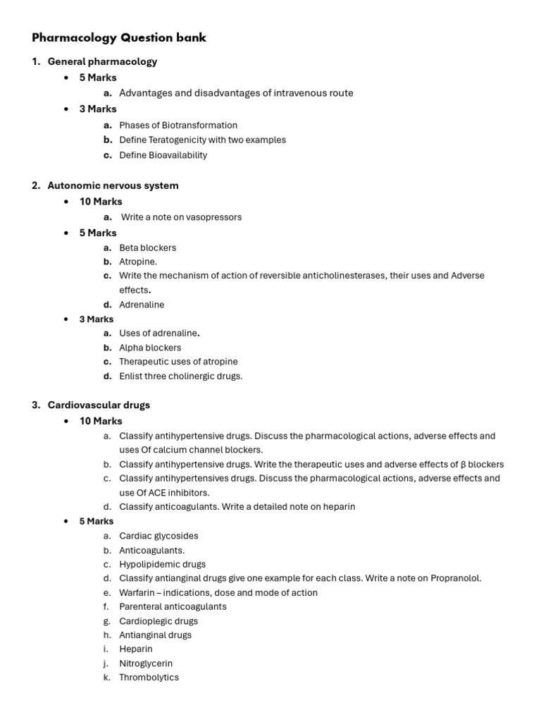 Comprehensive Pharmacology Question Bank | PDF | Analgesic | Recreational Drug Use