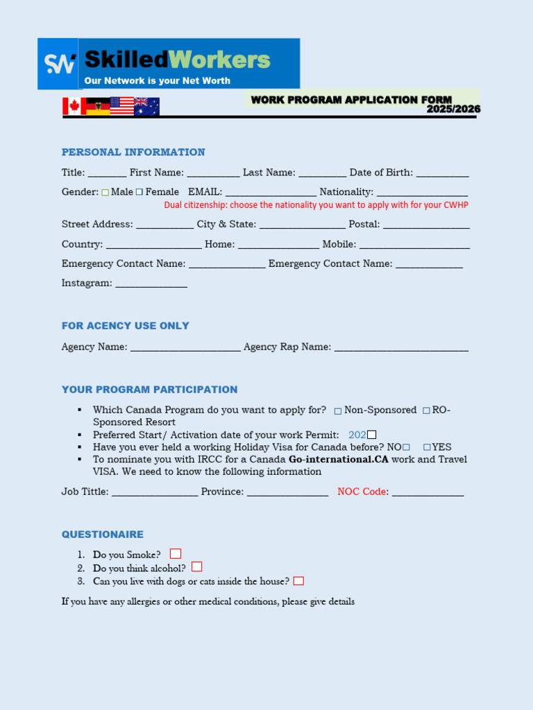 Turkey Work Permit Application Form | PDF