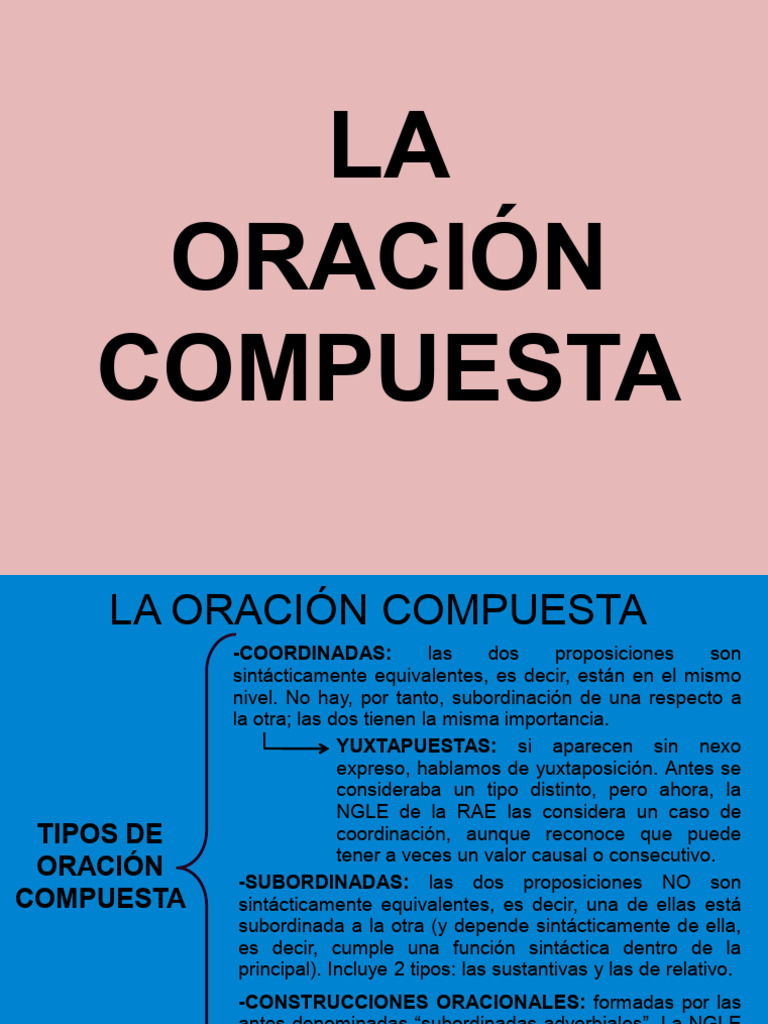 Tipos de Oraciones Compuestas en Español | PDF | Lingüística | Sintaxis