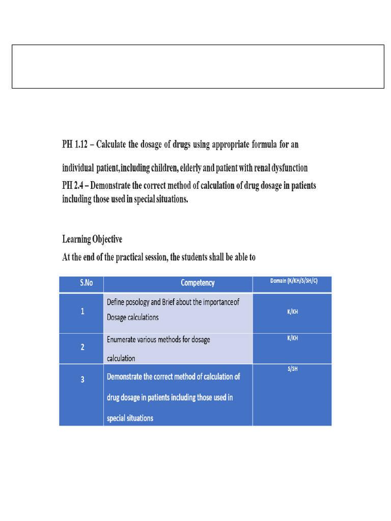 Drug Dose Calculation Guide | PDF | Dose (Biochemistry) | Chemistry