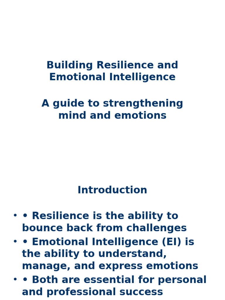 Building Resilience and Emotional Intelligence Professional | PDF