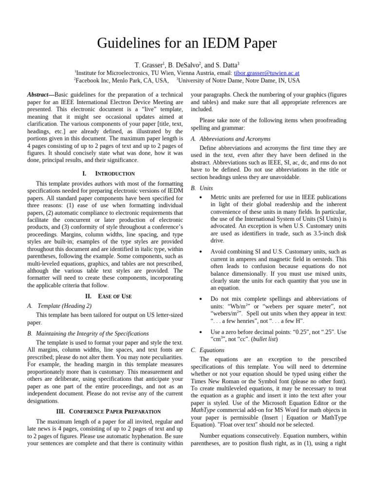IEDM Paper Preparation Guidelines | PDF | International System Of Units ...