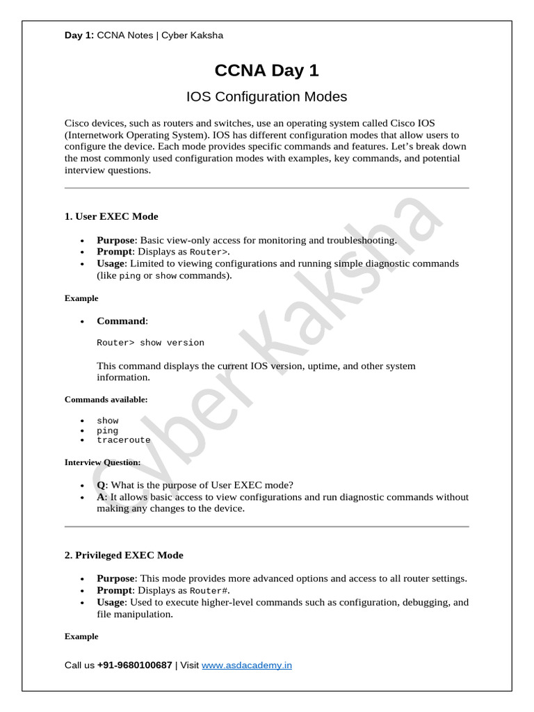 Privileged EXEC Mode in Cisco IOS | PDF | Command Line Interface ...