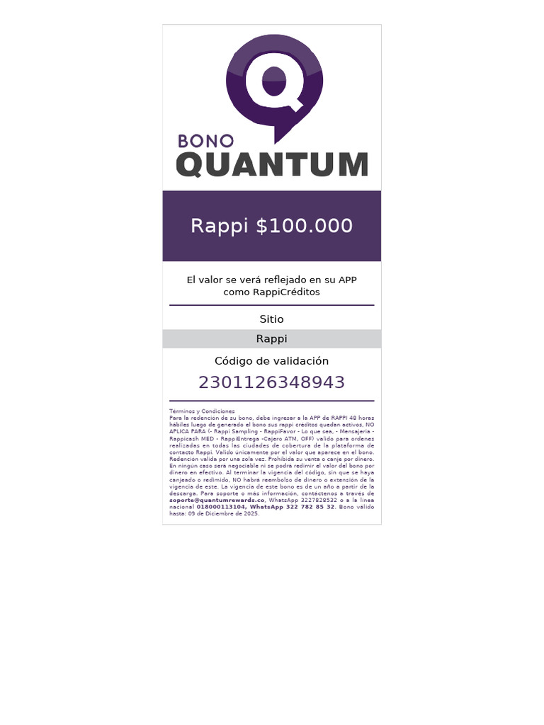 Bono Rappi de $100,000: Términos y Uso | PDF
