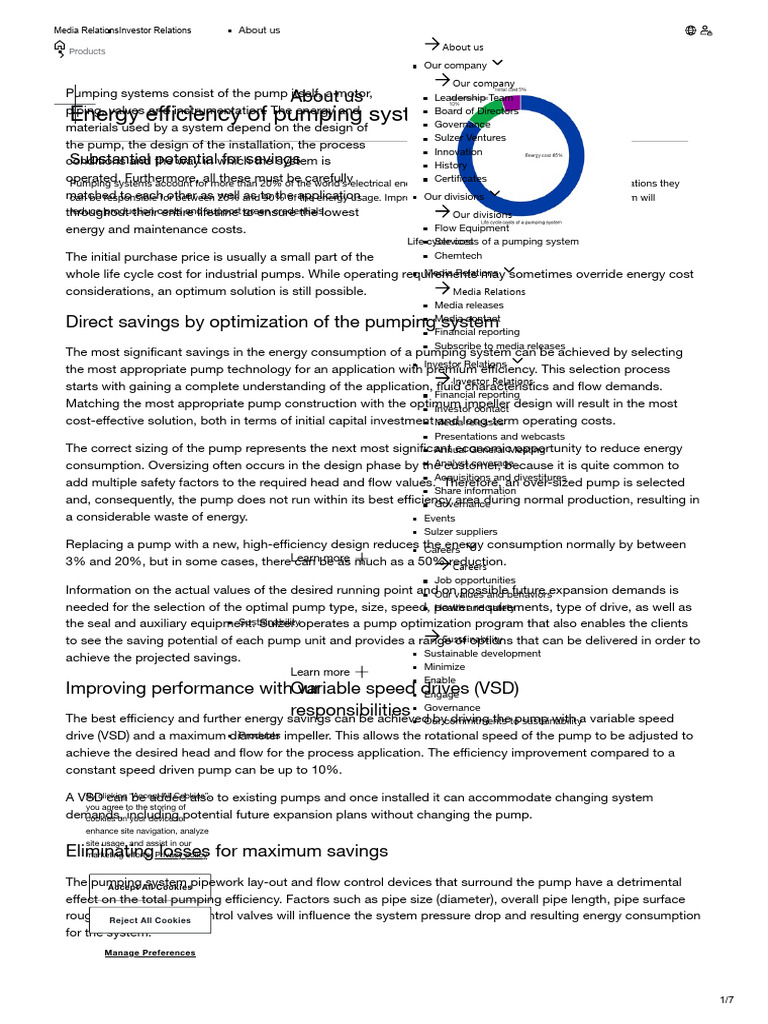Energy Efficiency of Pumping Systems - Sulzer | PDF | Pump | Energy ...