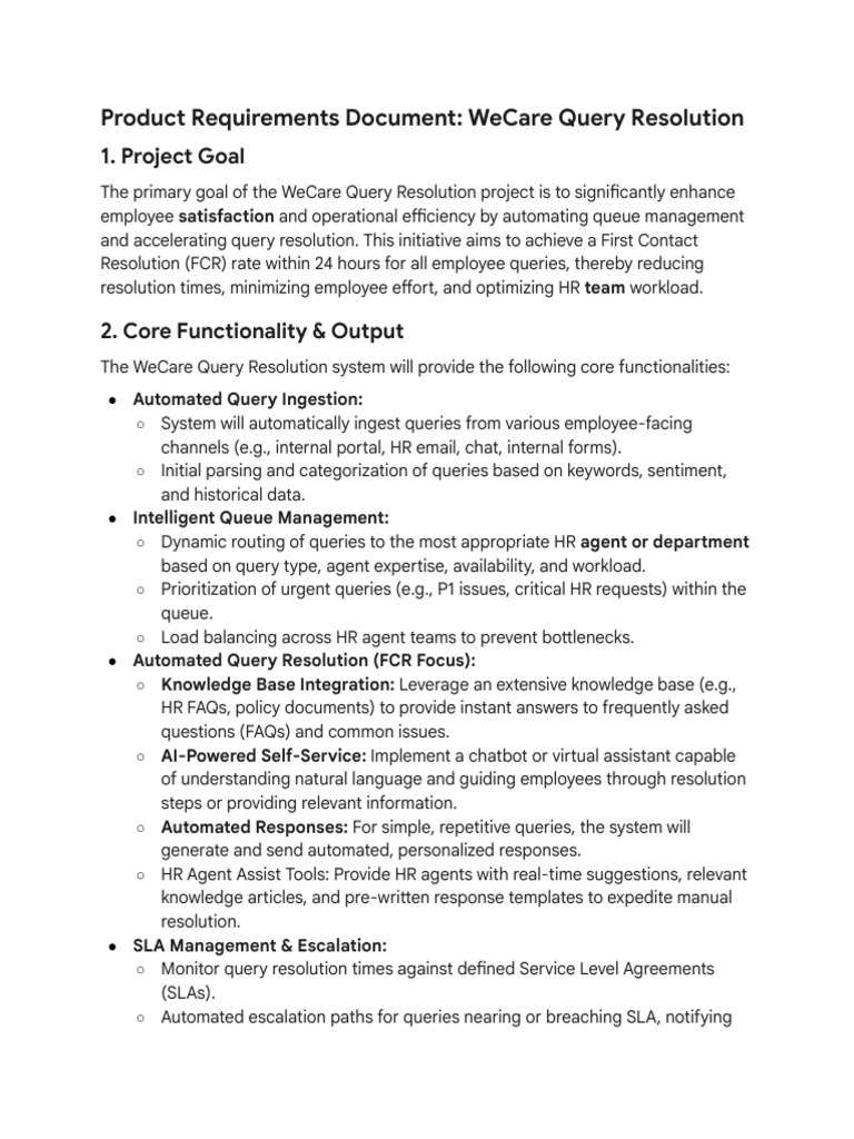 Project 6 - WeCare Query Resolution | PDF | Performance Indicator ...