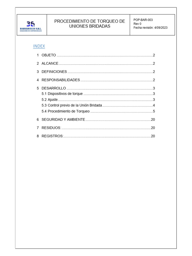 Procedimiento de Torqueo para Uniones Bridada | PDF | Tornillo ...