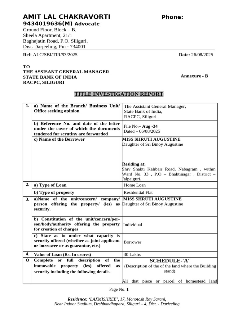 SHRUTI AUGUSTINE - TIR - Flat - TIR | PDF | Will And Testament ...