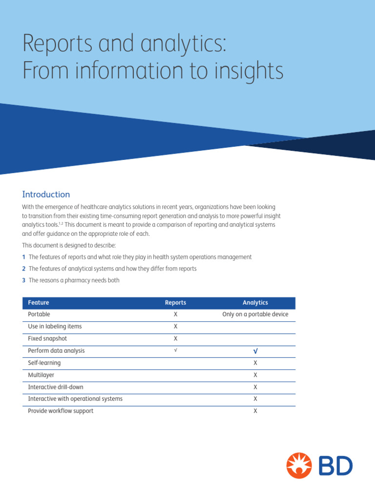 Reports vs. Analytics in Healthcare | PDF | Analytics | Computing