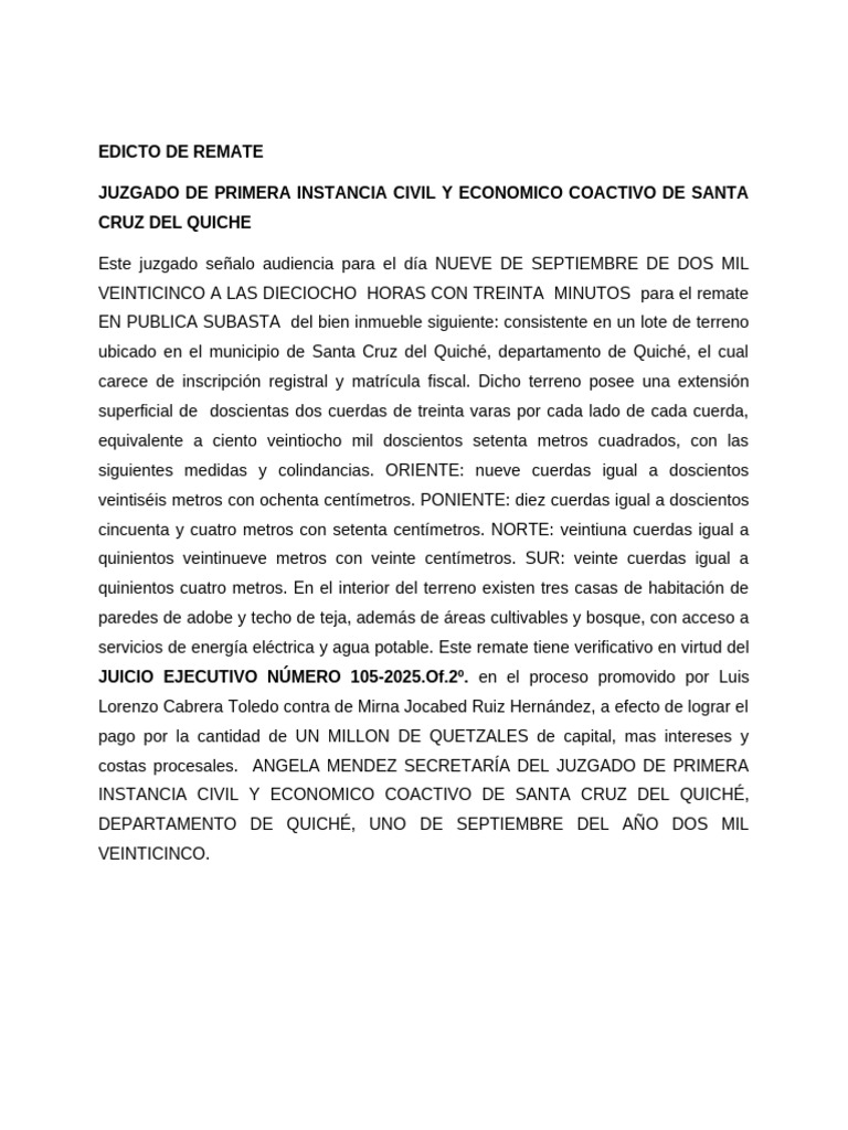 Edicto de Remate | PDF