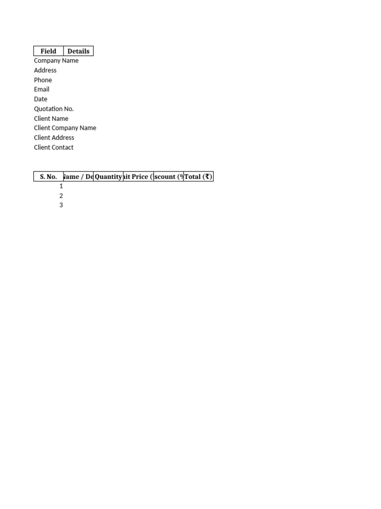 Client Quotation Template Details | PDF