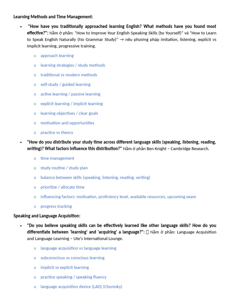 Learning Methods and Time Management | PDF | Language Acquisition ...