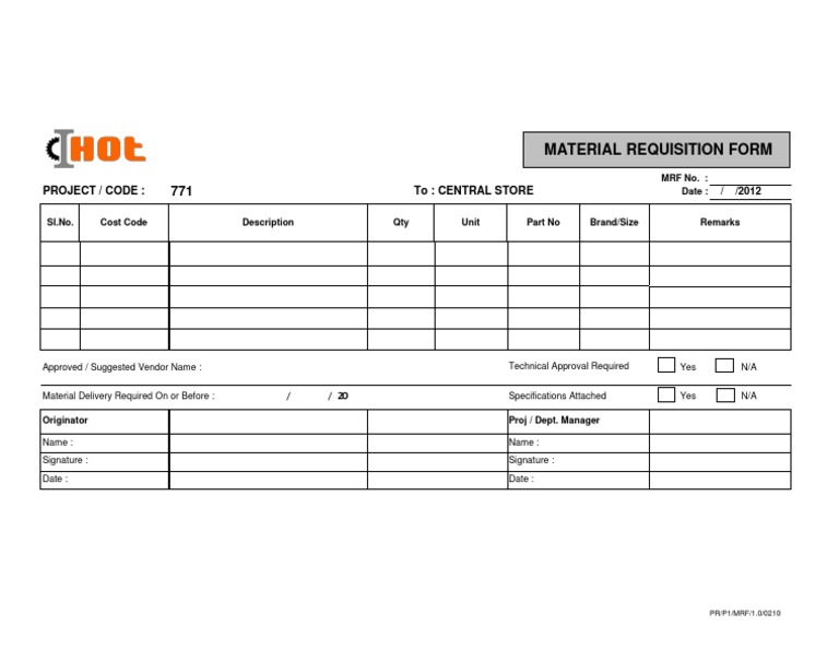 Material Requisition Form Template | PDF | Business | Computers