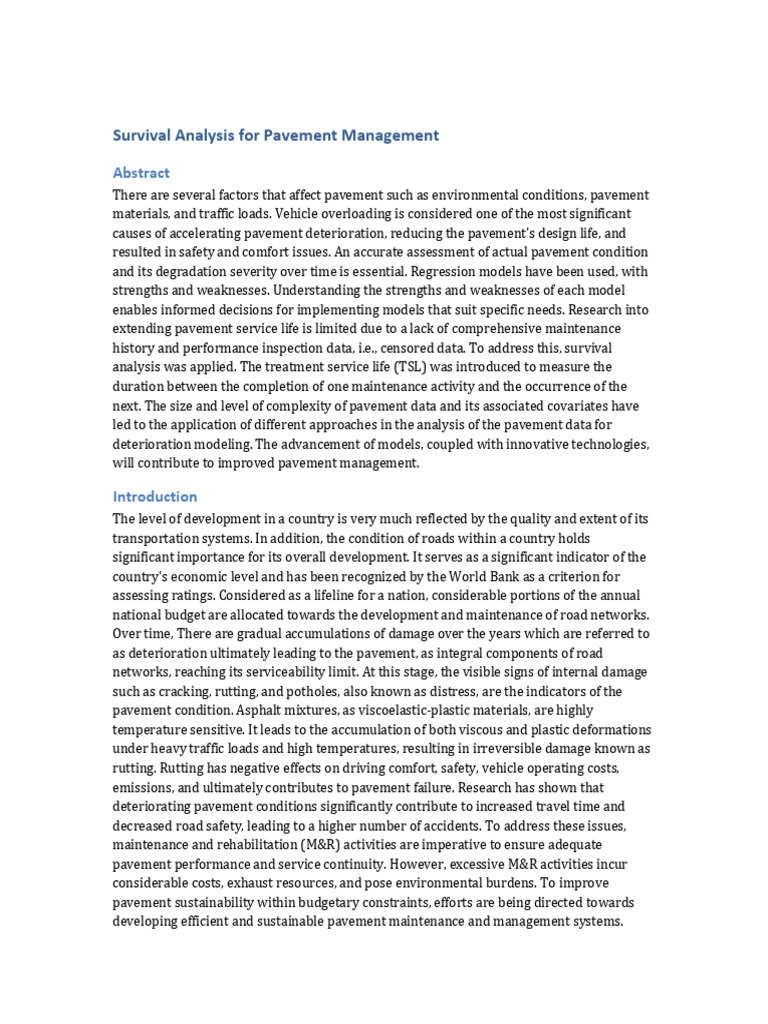 Pavement Management Using Survival Analysis | PDF | Regression Analysis ...