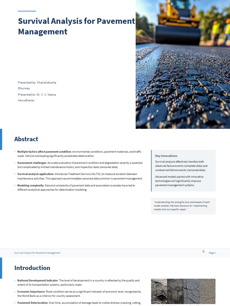 Survival Analysis in Pavement Management | PDF | Regression Analysis ...