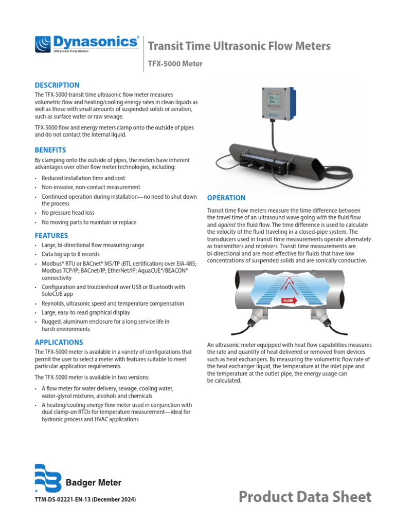 TFX-5000 Ultrasonic Flow Meter Overview | PDF | Flow Measurement | Pipe ...