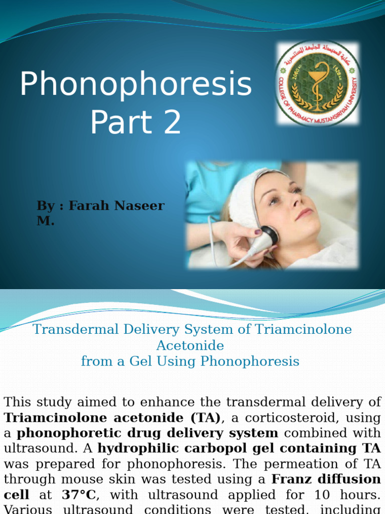 Enhancing TA Delivery via Phonophoresis | PDF | Applied And ...
